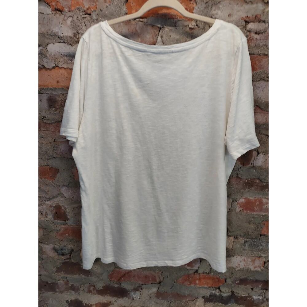 Talbots Womens Plus Size 1X T-Shirt Top White Cotton Embroidered Boat Neck - Picture 3 of 3